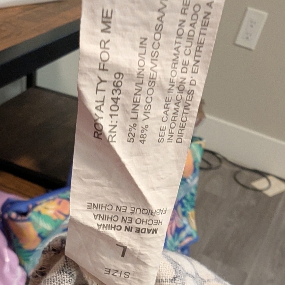 Royalty For Me,Linen Pull On Pant, Size L - Picture 5 of 5